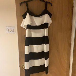 Macy’s brand off the shoulder dress, material polyester